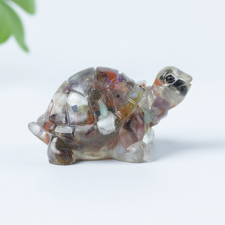 Grava de cristal de Olivenorma con pegamento y decoración de piedras preciosas con forma de tortuga pequeña 