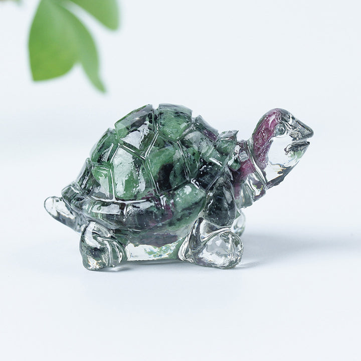 Grava de cristal de Olivenorma con pegamento y decoración de piedras preciosas con forma de tortuga pequeña 