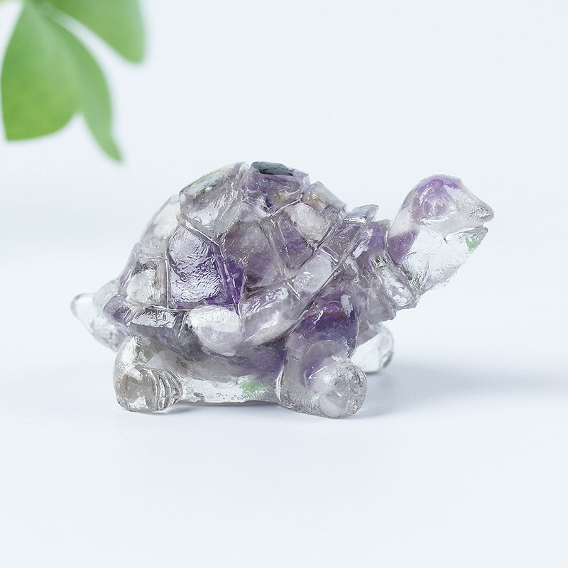 Grava de cristal de Olivenorma con pegamento y decoración de piedras preciosas con forma de tortuga pequeña 