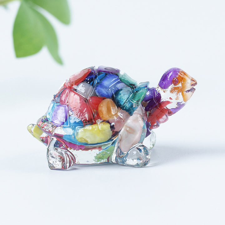 Grava de cristal de Olivenorma con pegamento y decoración de piedras preciosas con forma de tortuga pequeña 
