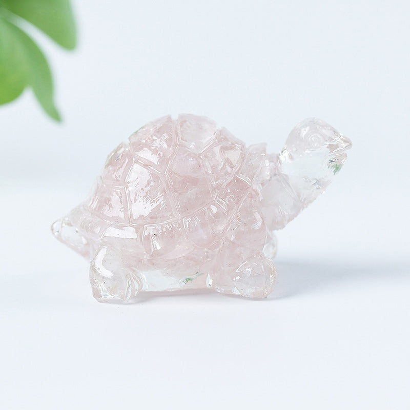 Grava de cristal de Olivenorma con pegamento y decoración de piedras preciosas con forma de tortuga pequeña 