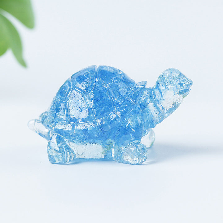 Grava de cristal de Olivenorma con pegamento y decoración de piedras preciosas con forma de tortuga pequeña 