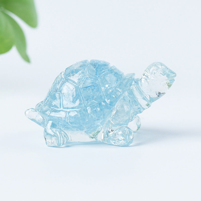 Grava de cristal de Olivenorma con pegamento y decoración de piedras preciosas con forma de tortuga pequeña 