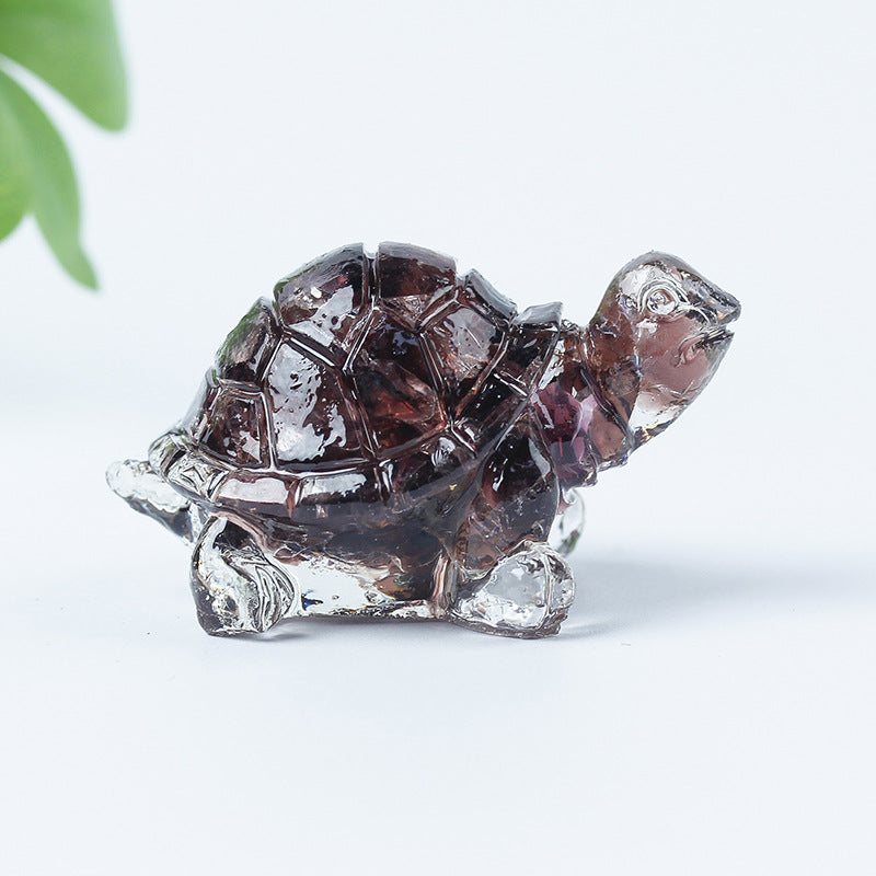 Grava de cristal de Olivenorma con pegamento y decoración de piedras preciosas con forma de tortuga pequeña 