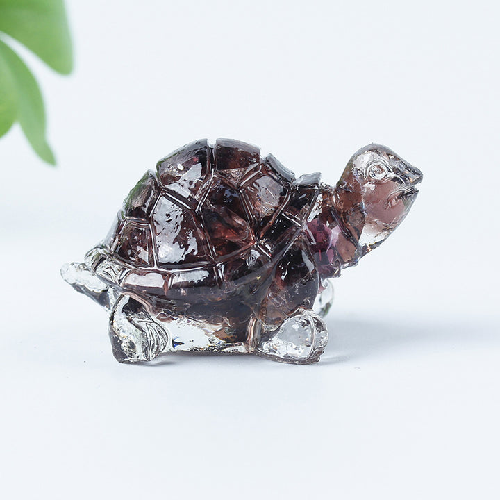 Grava de cristal de Olivenorma con pegamento y decoración de piedras preciosas con forma de tortuga pequeña 