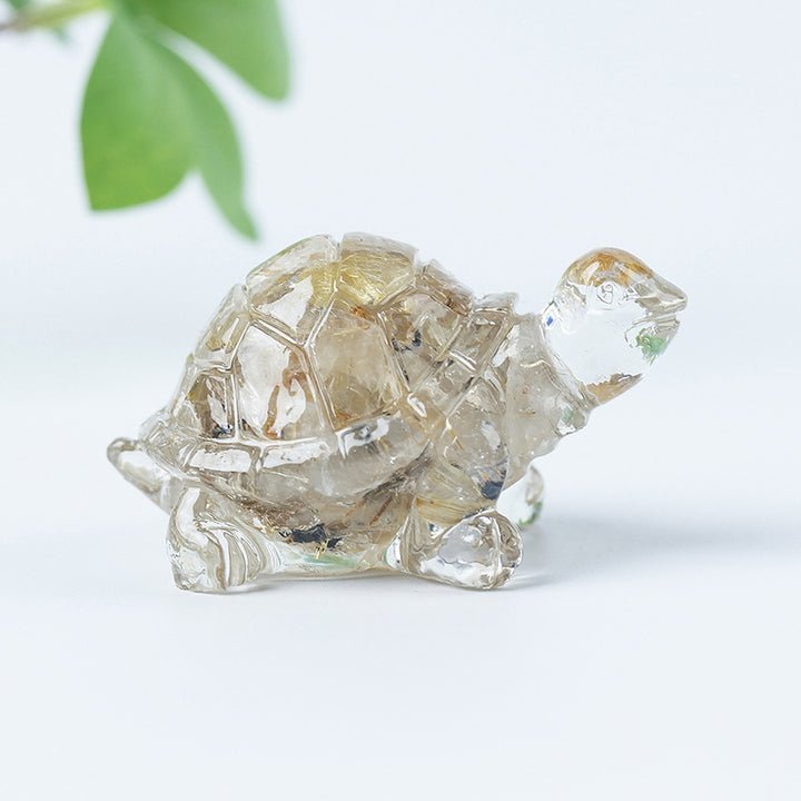 Grava de cristal de Olivenorma con pegamento y decoración de piedras preciosas con forma de tortuga pequeña 