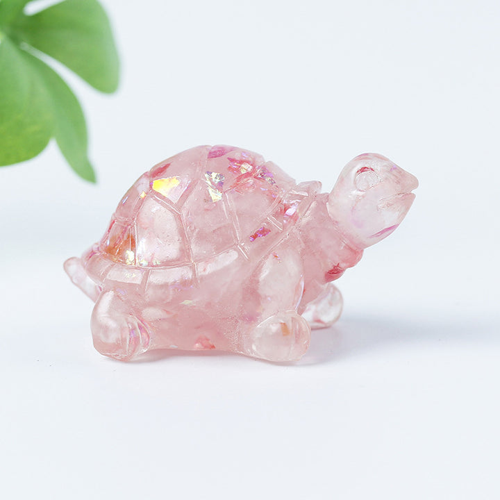 Grava de cristal de Olivenorma con pegamento y decoración de piedras preciosas con forma de tortuga pequeña 