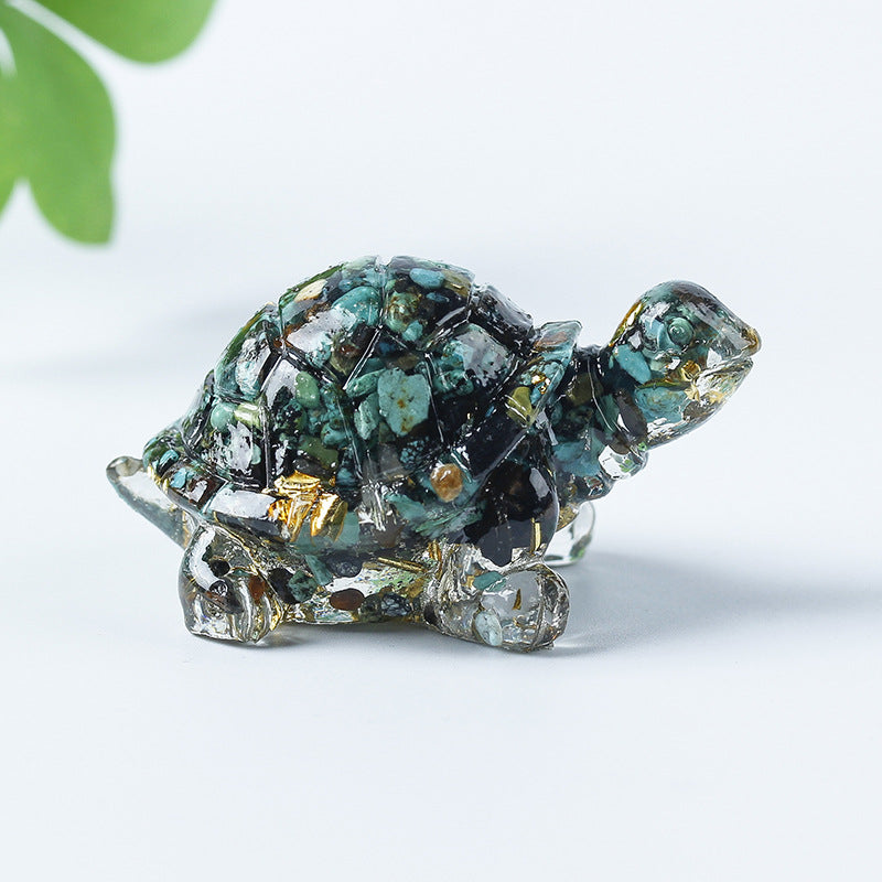Grava de cristal de Olivenorma con pegamento y decoración de piedras preciosas con forma de tortuga pequeña 