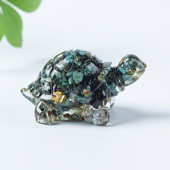 Grava de cristal de Olivenorma con pegamento y decoración de piedras preciosas con forma de tortuga pequeña 