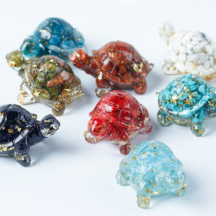 Grava de cristal de Olivenorma con pegamento y decoración de piedras preciosas con forma de tortuga pequeña 