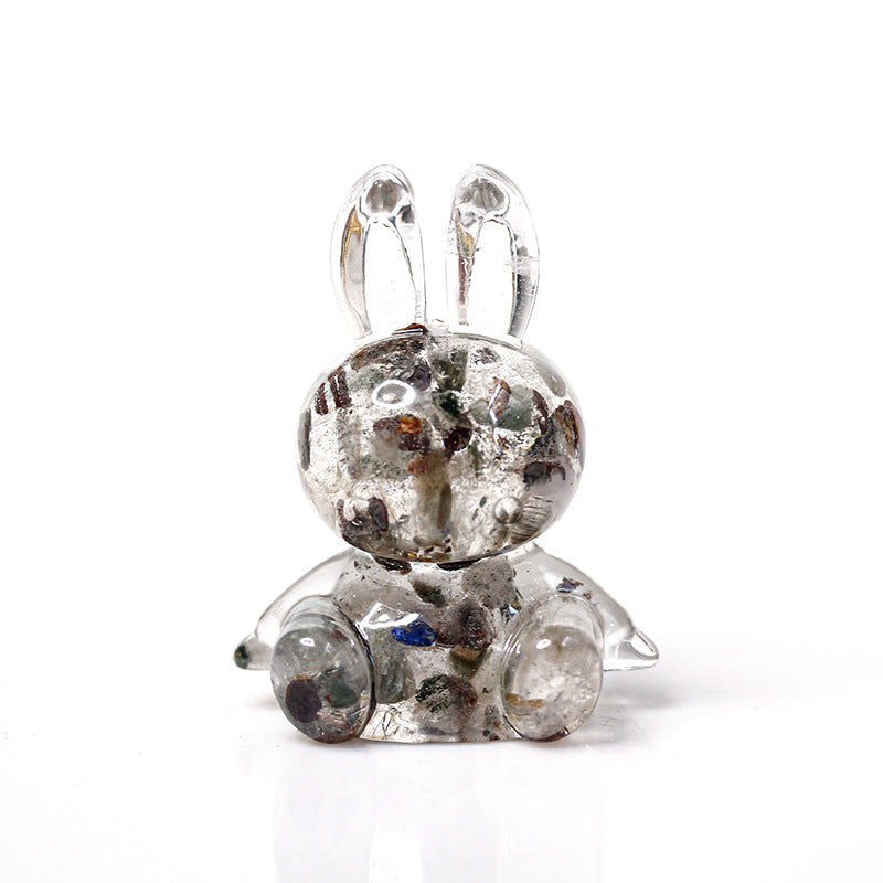Adorno de escritorio de conejo con pegamento de cristal de Olivenorma, decoración con piedras preciosas 