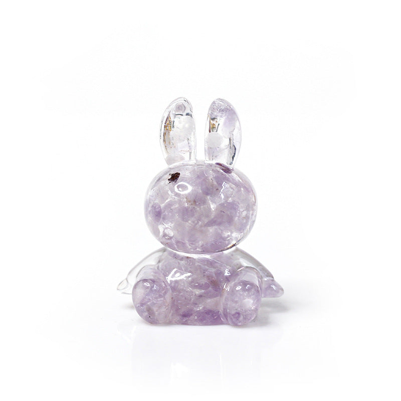 Adorno de escritorio de conejo con pegamento de cristal de Olivenorma, decoración con piedras preciosas 