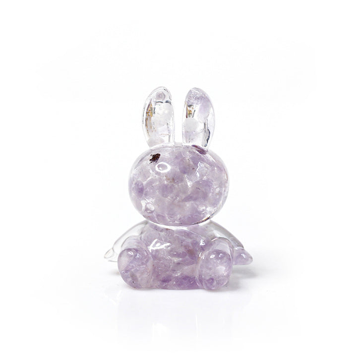 Adorno de escritorio de conejo con pegamento de cristal de Olivenorma, decoración con piedras preciosas 