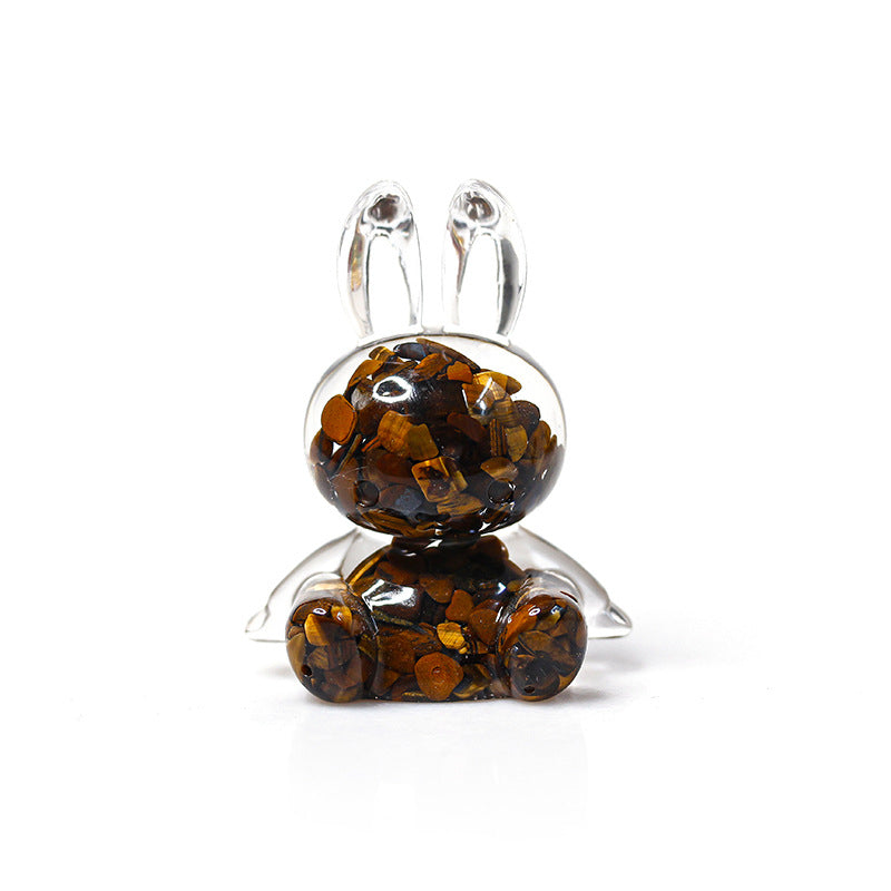 Adorno de escritorio de conejo con pegamento de cristal de Olivenorma, decoración con piedras preciosas 