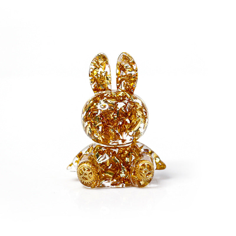 Adorno de escritorio de conejo con pegamento de cristal de Olivenorma, decoración con piedras preciosas 