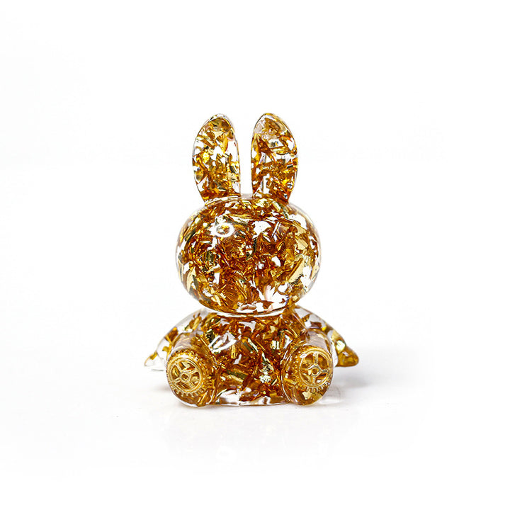 Adorno de escritorio de conejo con pegamento de cristal de Olivenorma, decoración con piedras preciosas 