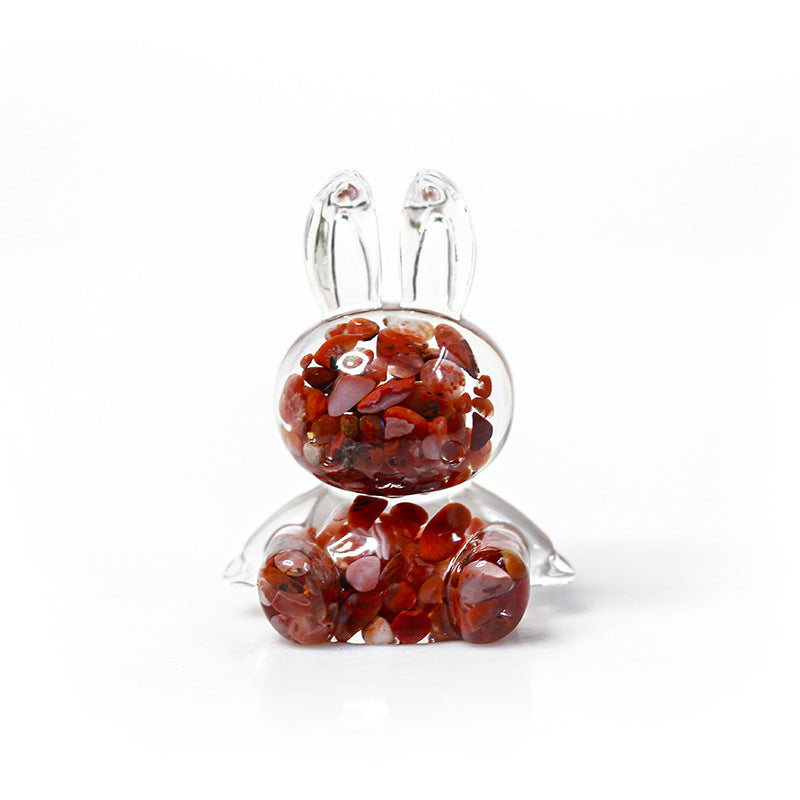 Adorno de escritorio de conejo con pegamento de cristal de Olivenorma, decoración con piedras preciosas 
