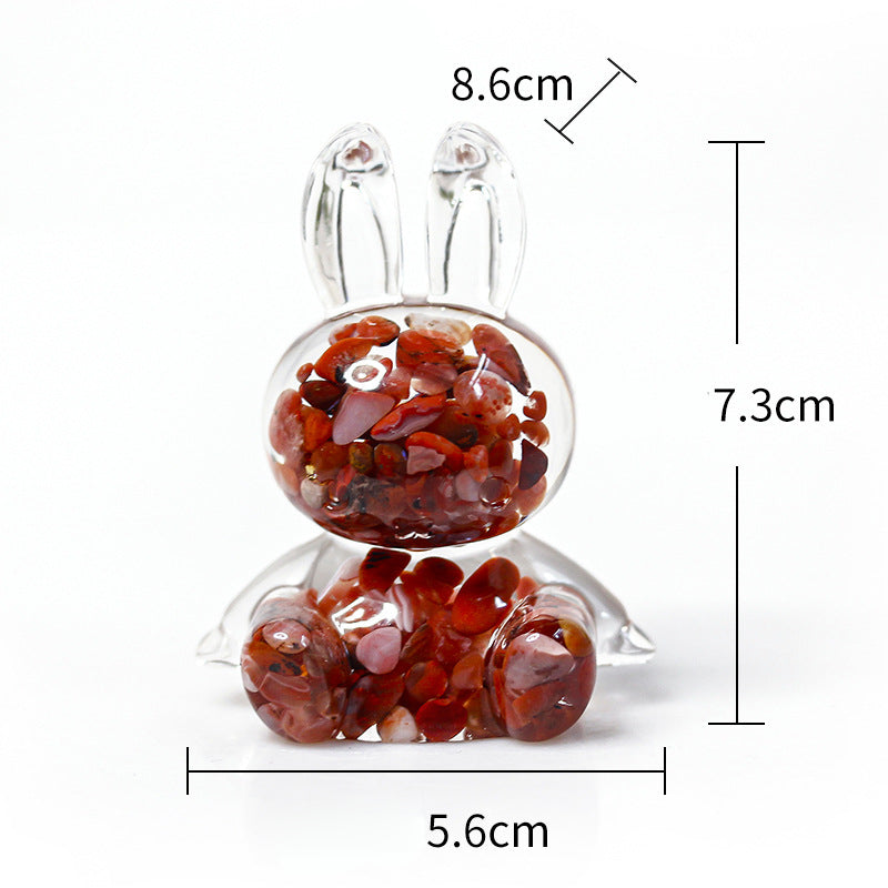 Adorno de escritorio de conejo con pegamento de cristal de Olivenorma, decoración con piedras preciosas 