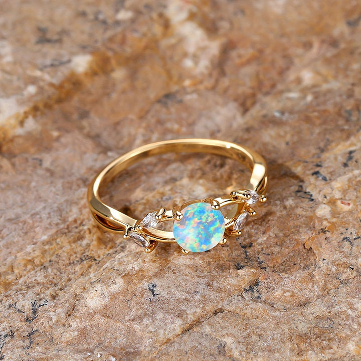 Anillo de circonita marquesa con baño de ópalo delicado "Purify Energy" de Olivenorma