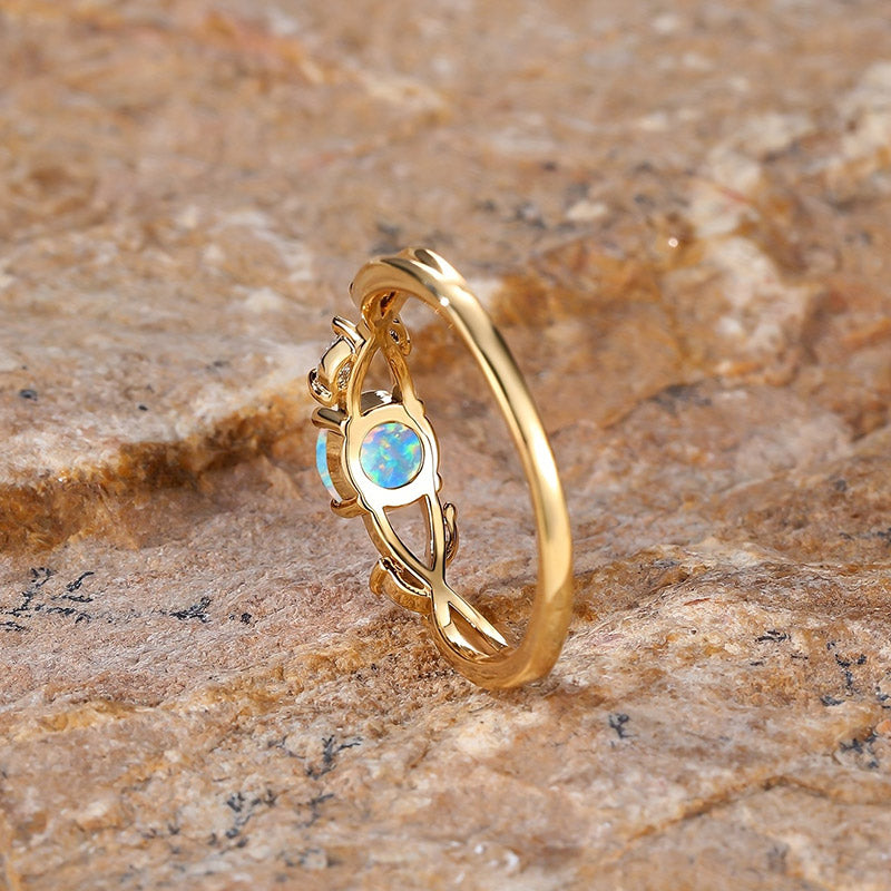 Anillo de circonita marquesa con baño de ópalo delicado "Purify Energy" de Olivenorma