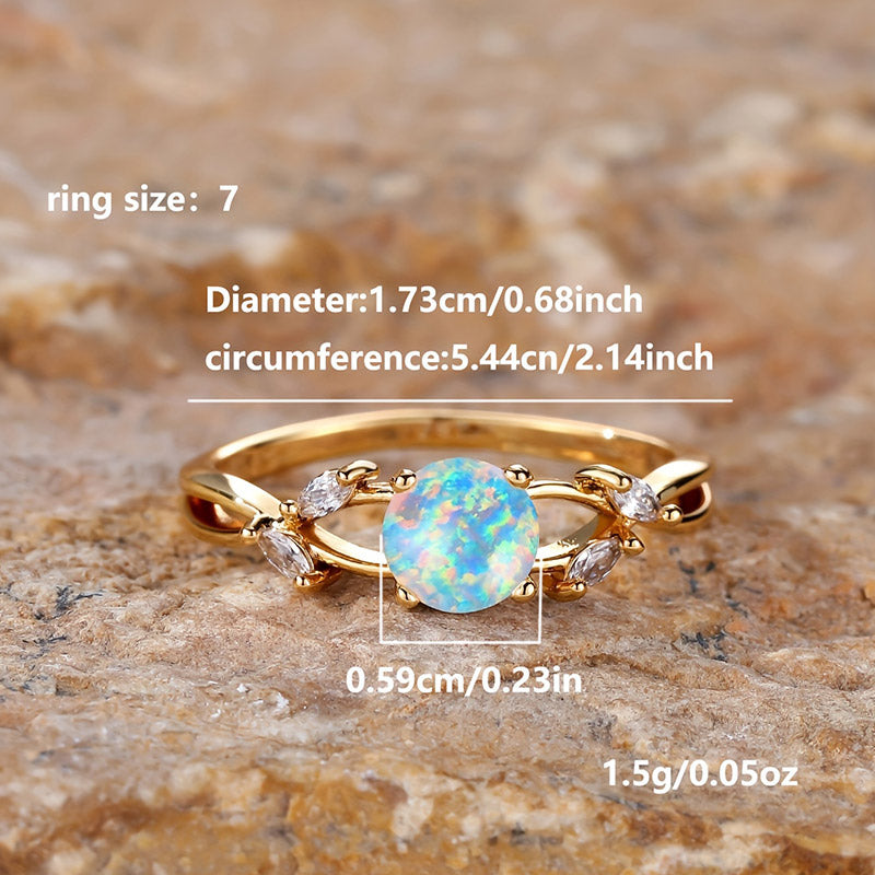 Anillo de circonita marquesa con baño de ópalo delicado "Purify Energy" de Olivenorma
