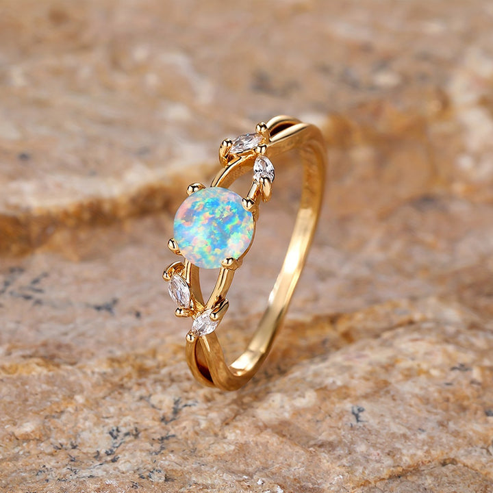Anillo de circonita marquesa con baño de ópalo delicado "Purify Energy" de Olivenorma