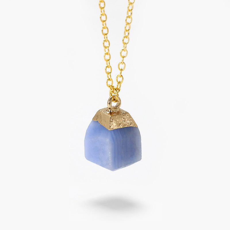 Collar de estilo dulce con piedra áspera de corte cuadrado de Olivenorma
