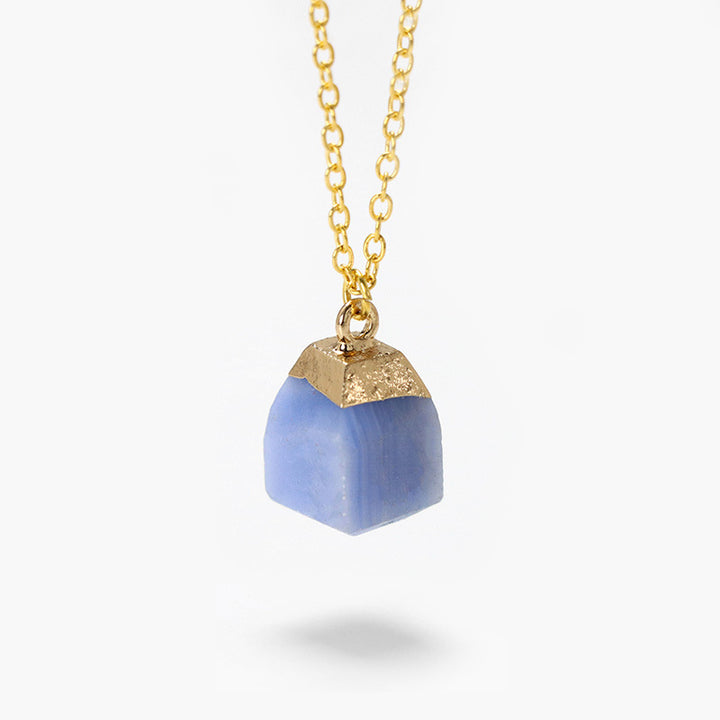 Collar de estilo dulce con piedra áspera de corte cuadrado de Olivenorma