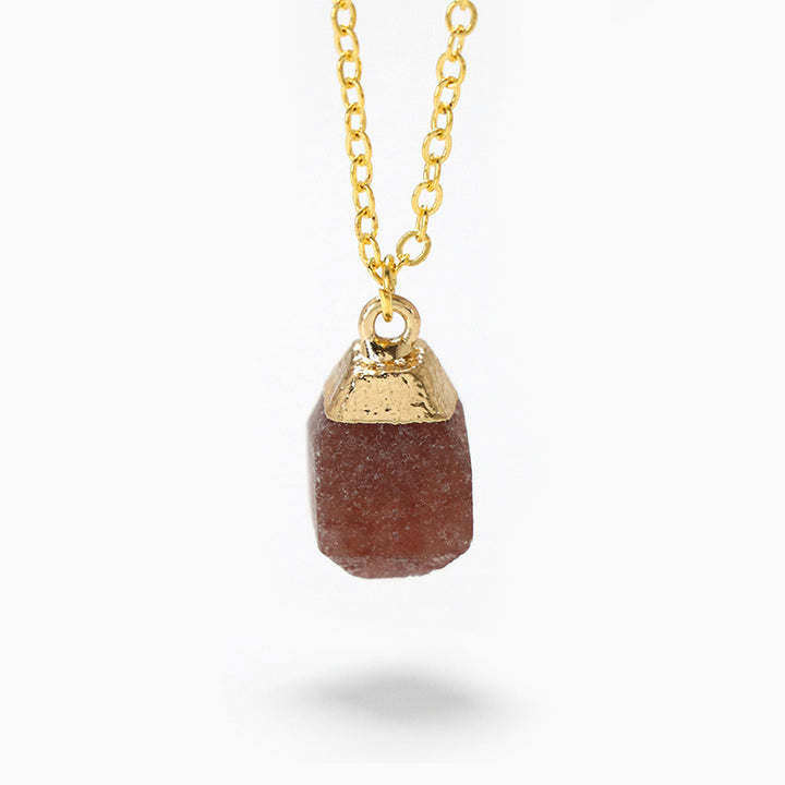 Collar de estilo dulce con piedra áspera de corte cuadrado de Olivenorma