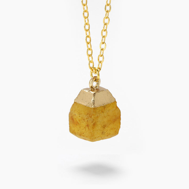 Collar de estilo dulce con piedra áspera de corte cuadrado de Olivenorma