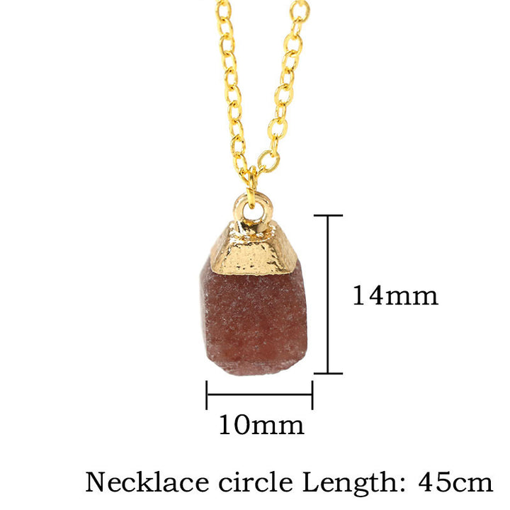Collar de estilo dulce con piedra áspera de corte cuadrado de Olivenorma