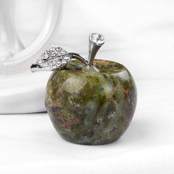 Pequeña manzana de cristal de Olivenorma, decoración con piedras preciosas para el hogar