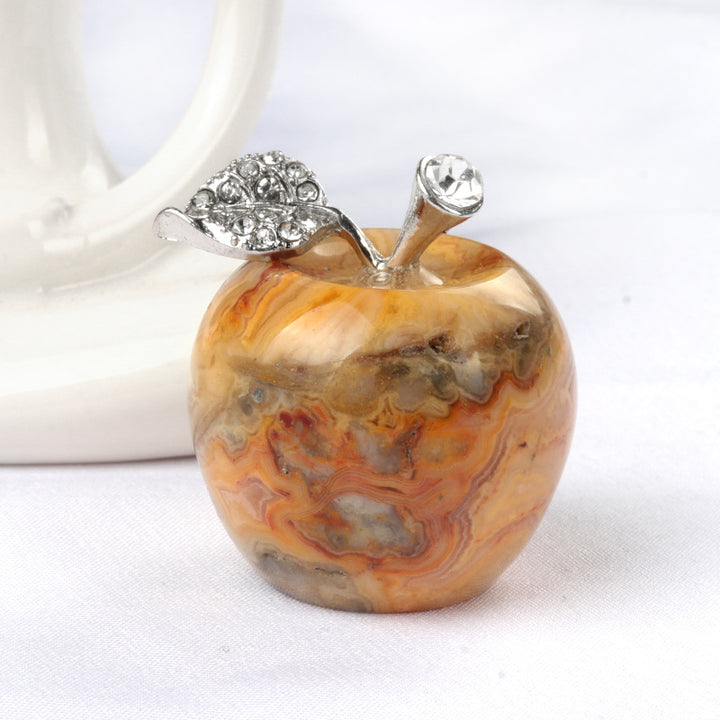 Pequeña manzana de cristal de Olivenorma, decoración con piedras preciosas para el hogar