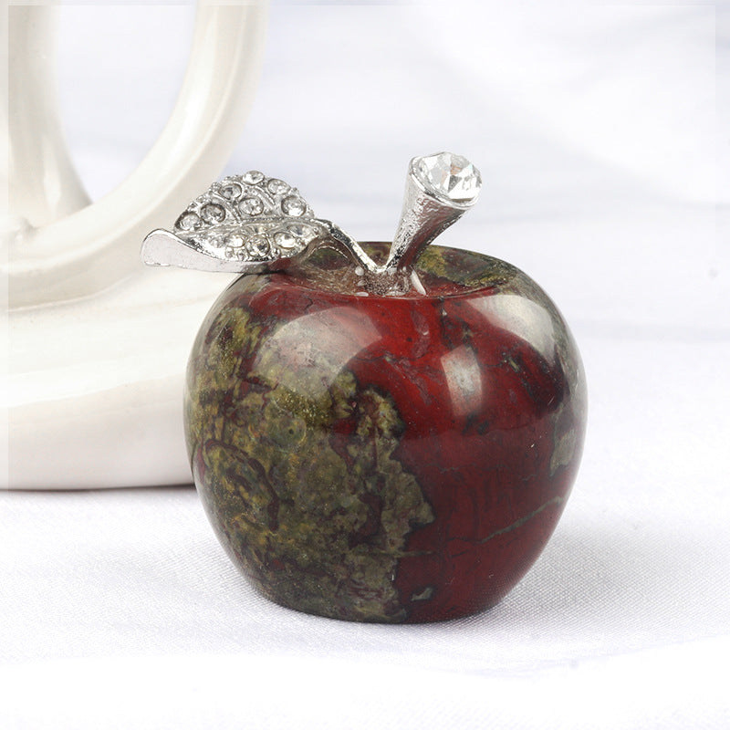 Pequeña manzana de cristal de Olivenorma, decoración con piedras preciosas para el hogar