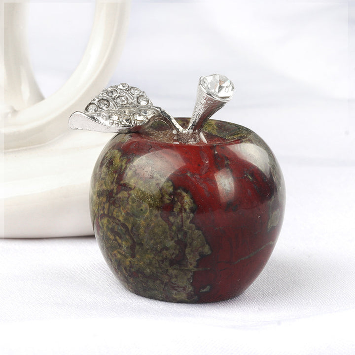 Pequeña manzana de cristal de Olivenorma, decoración con piedras preciosas para el hogar