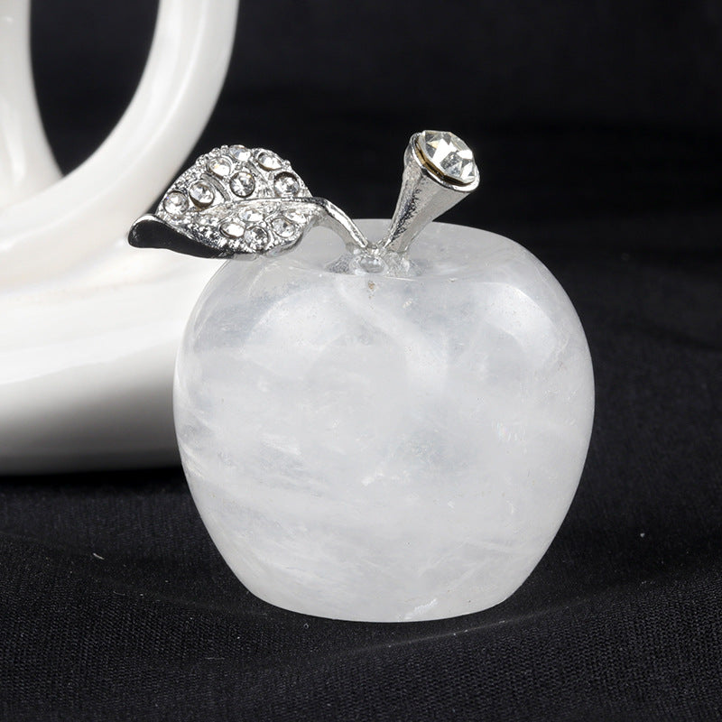 Pequeña manzana de cristal de Olivenorma, decoración con piedras preciosas para el hogar