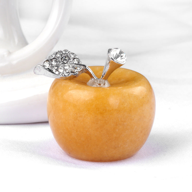 Pequeña manzana de cristal de Olivenorma, decoración con piedras preciosas para el hogar