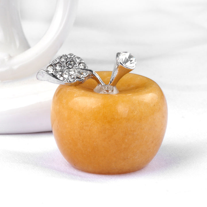 Pequeña manzana de cristal de Olivenorma, decoración con piedras preciosas para el hogar