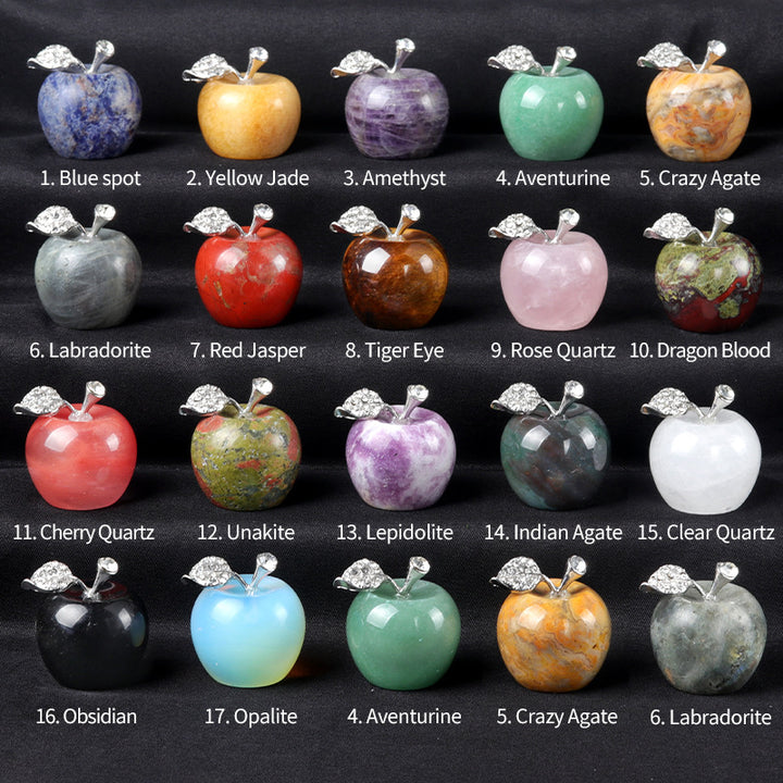 Pequeña manzana de cristal de Olivenorma, decoración con piedras preciosas para el hogar