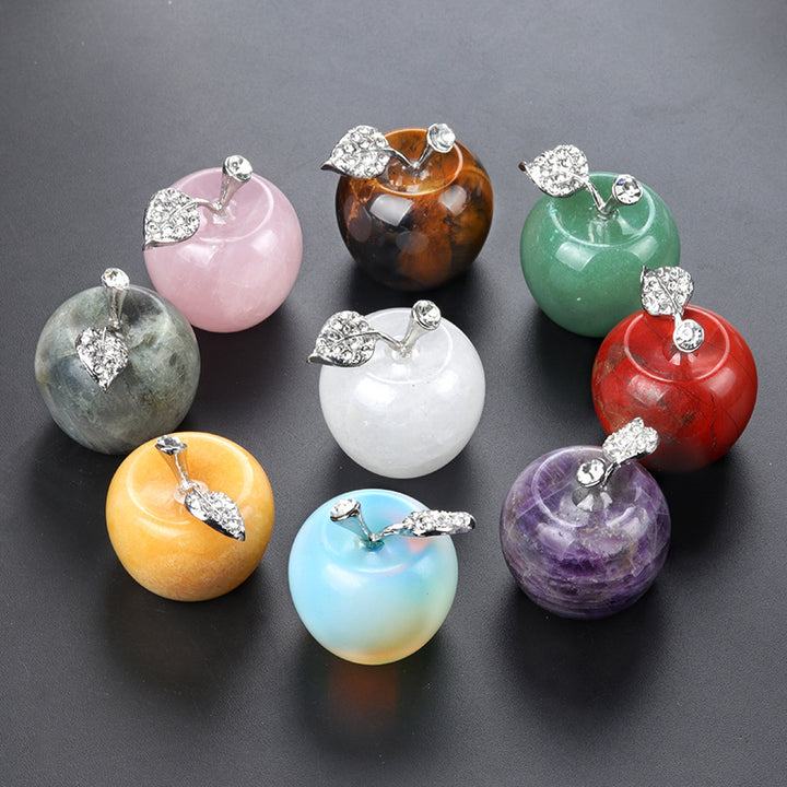 Pequeña manzana de cristal de Olivenorma, decoración con piedras preciosas para el hogar