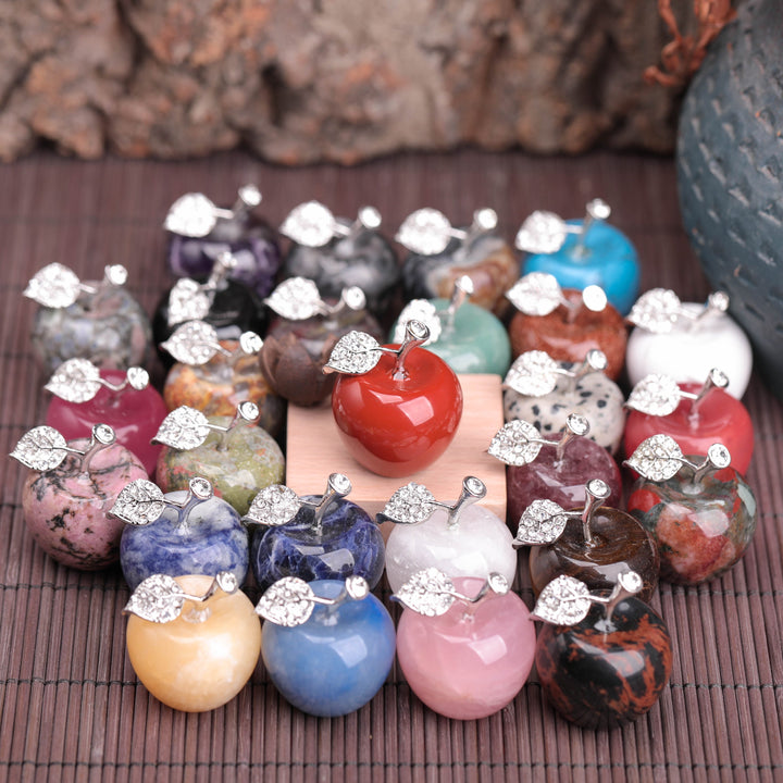Pequeña manzana de cristal de Olivenorma, decoración con piedras preciosas para el hogar