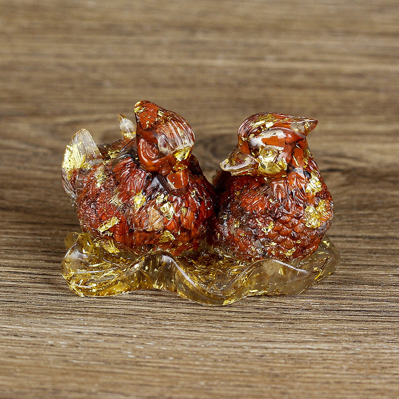 Adornos de pegamento con forma de pato mandarín de cristal de Olivenorma