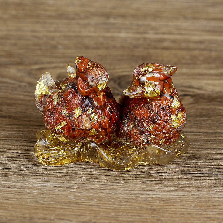 Adornos de pegamento con forma de pato mandarín de cristal de Olivenorma