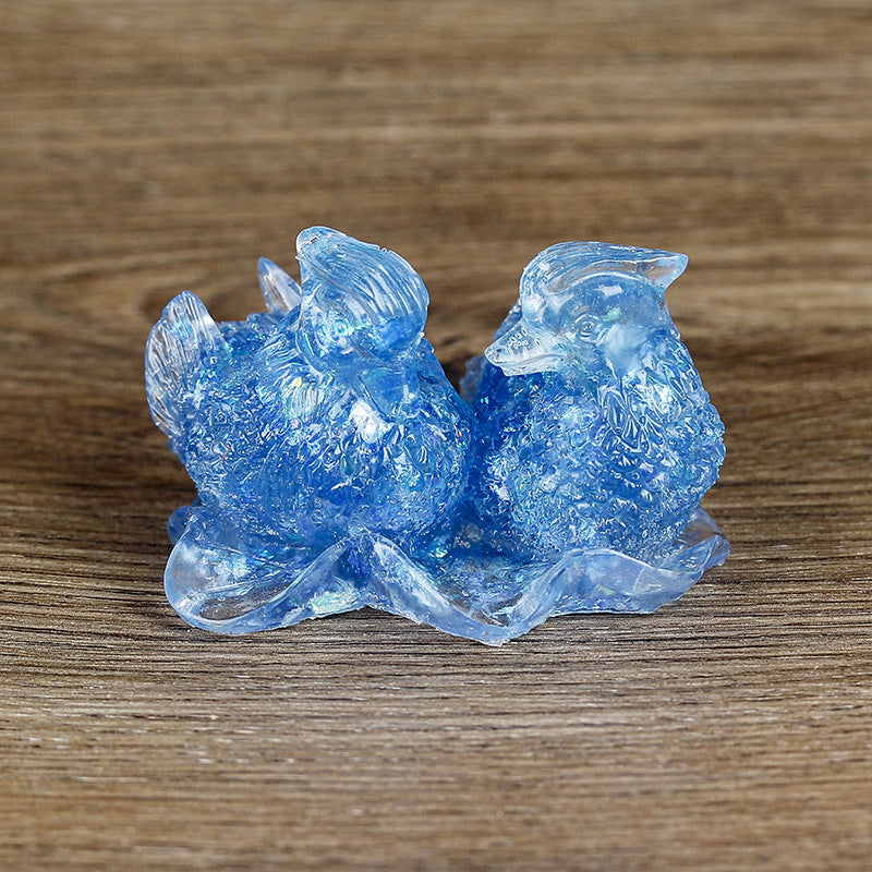 Adornos de pegamento con forma de pato mandarín de cristal de Olivenorma