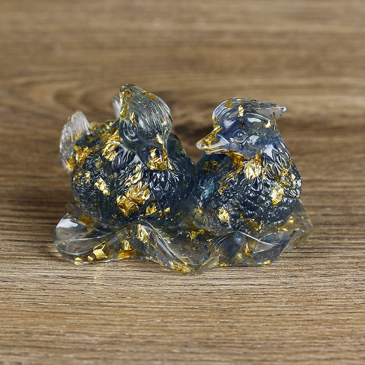Adornos de pegamento con forma de pato mandarín de cristal de Olivenorma