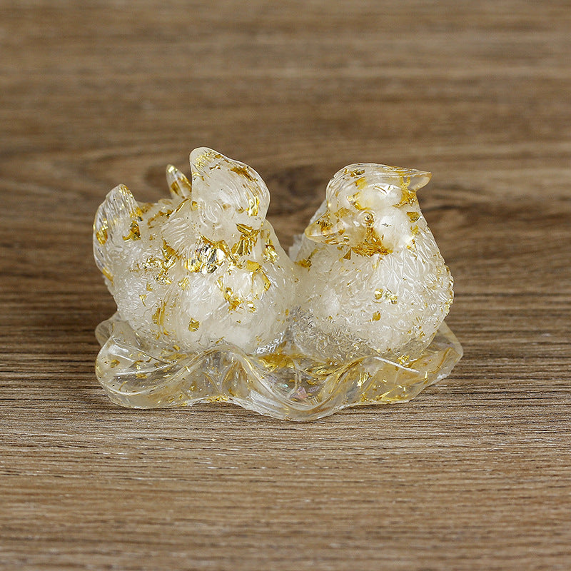 Adornos de pegamento con forma de pato mandarín de cristal de Olivenorma
