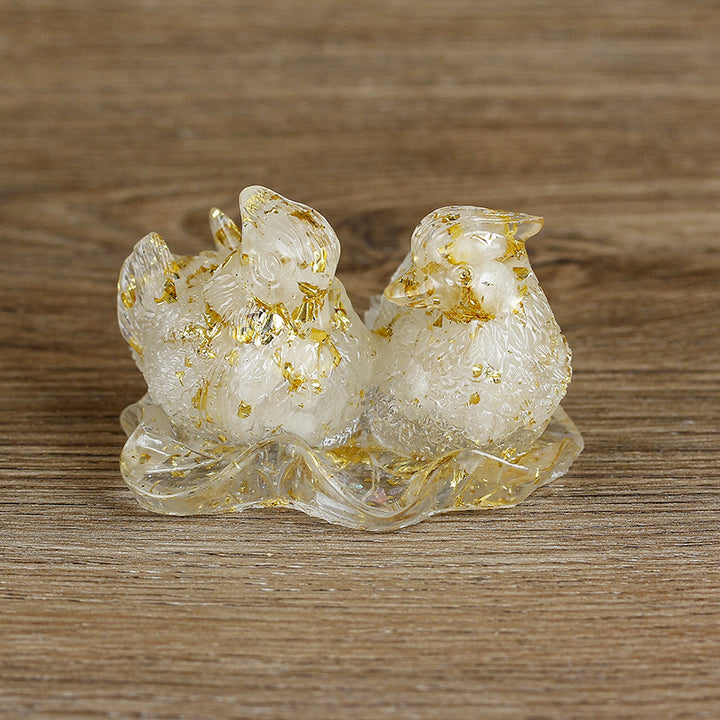 Adornos de pegamento con forma de pato mandarín de cristal de Olivenorma