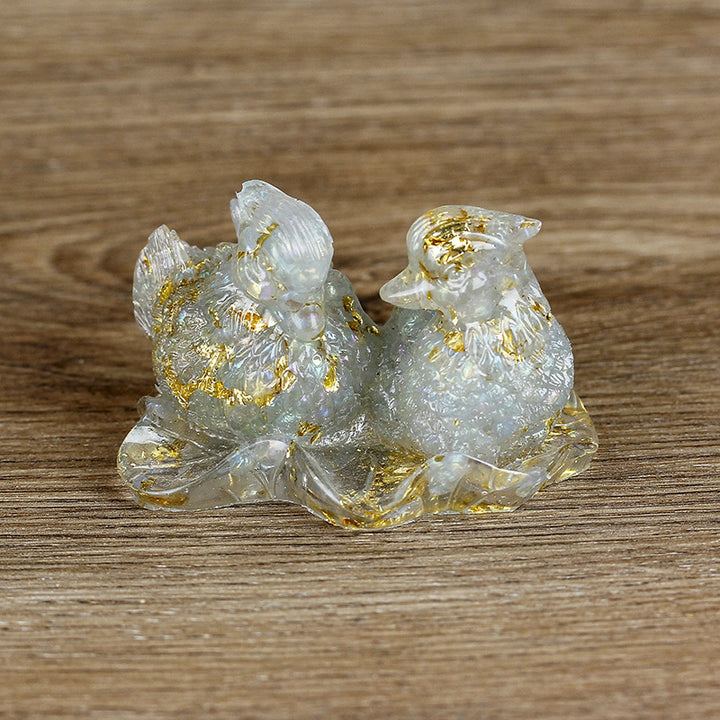 Adornos de pegamento con forma de pato mandarín de cristal de Olivenorma