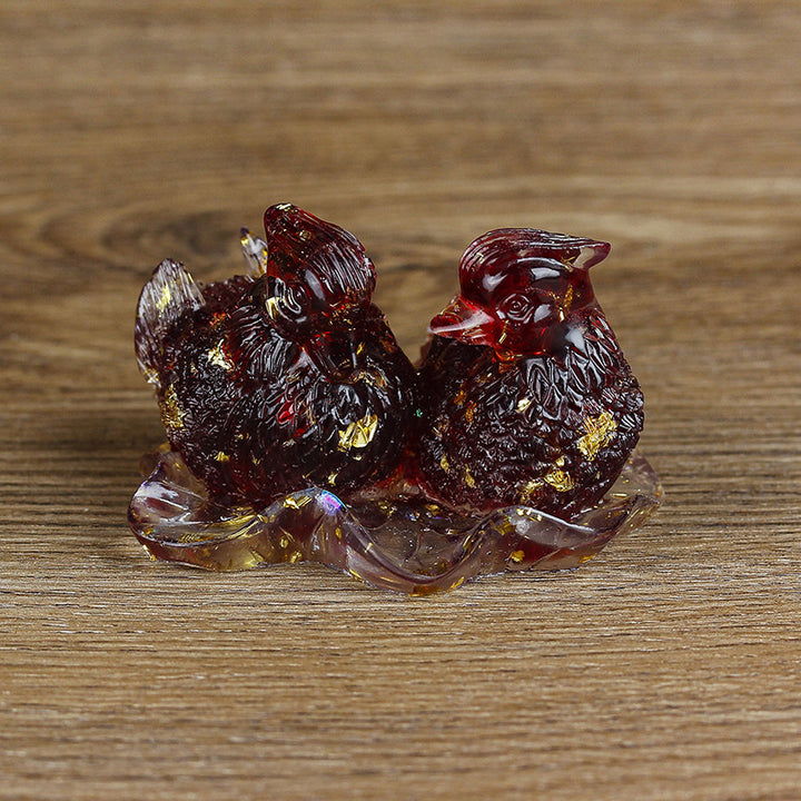 Adornos de pegamento con forma de pato mandarín de cristal de Olivenorma