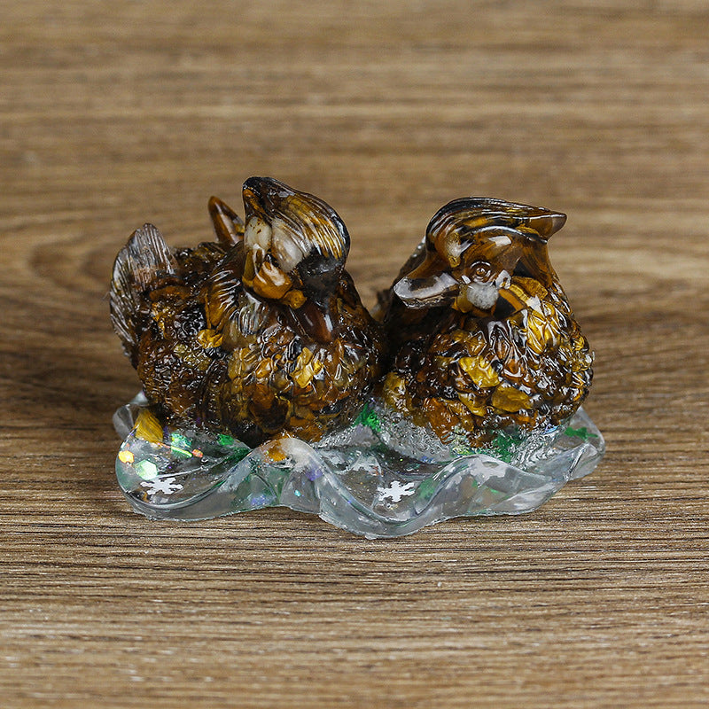 Adornos de pegamento con forma de pato mandarín de cristal de Olivenorma